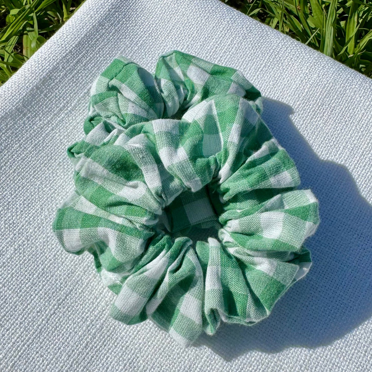 Gingham Scrunchie - Green