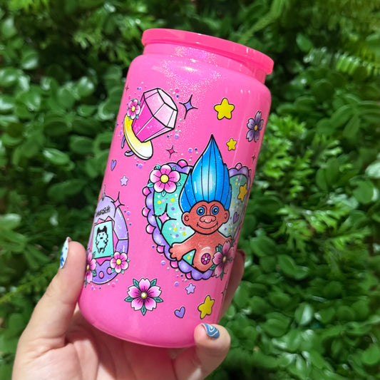 90’s Icons Glitter Glass Cup