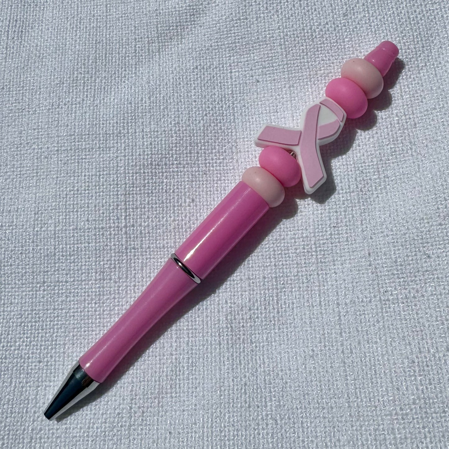 Pink Ribbon - Beaded Pen