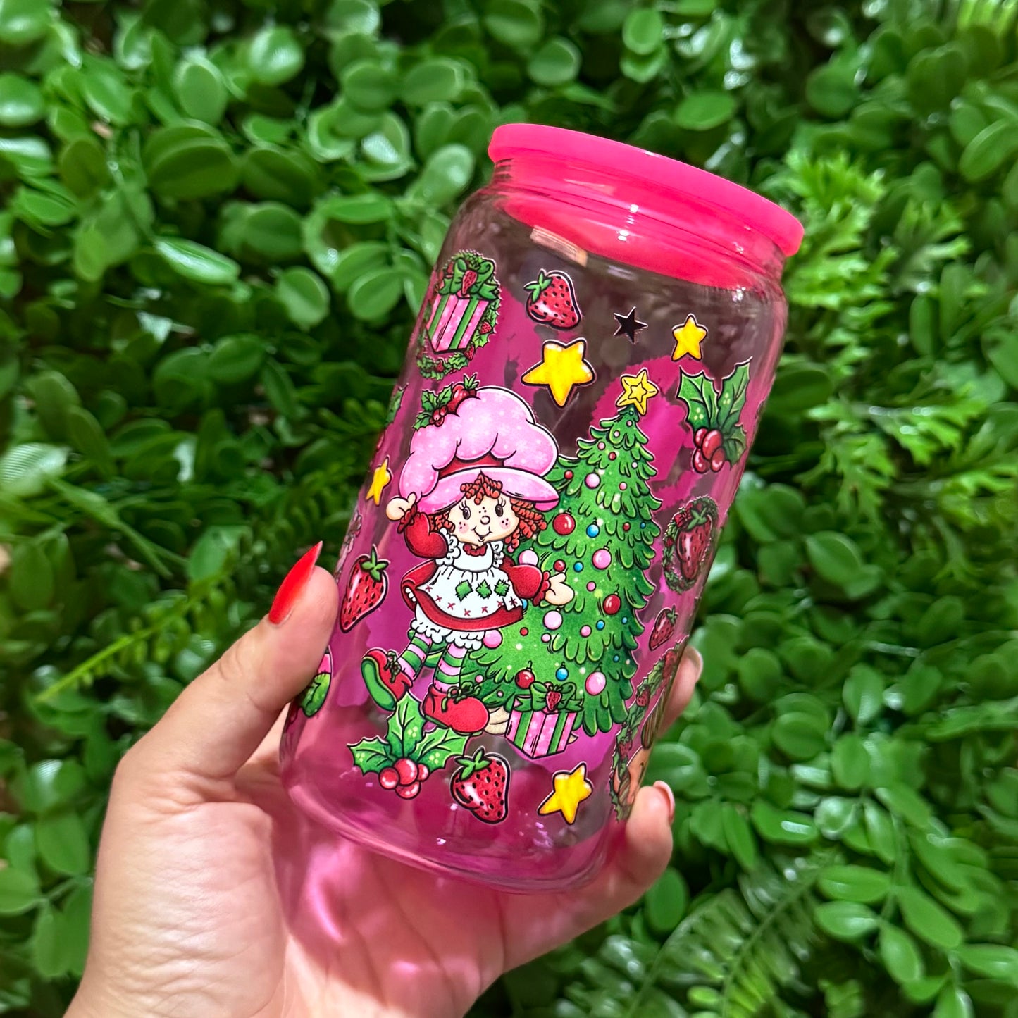 Strawberry Christmas Glass Cup