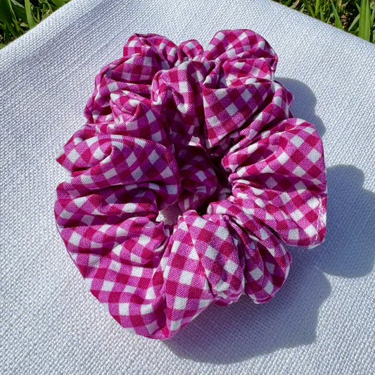 Gingham Scrunchie - Magenta