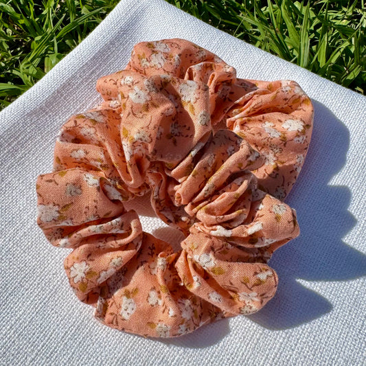 Peach Floral Scrunchie