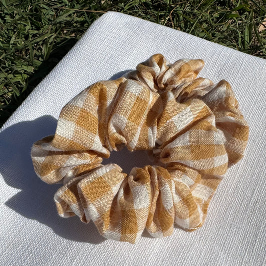 Gingham Scrunchie - Mustard