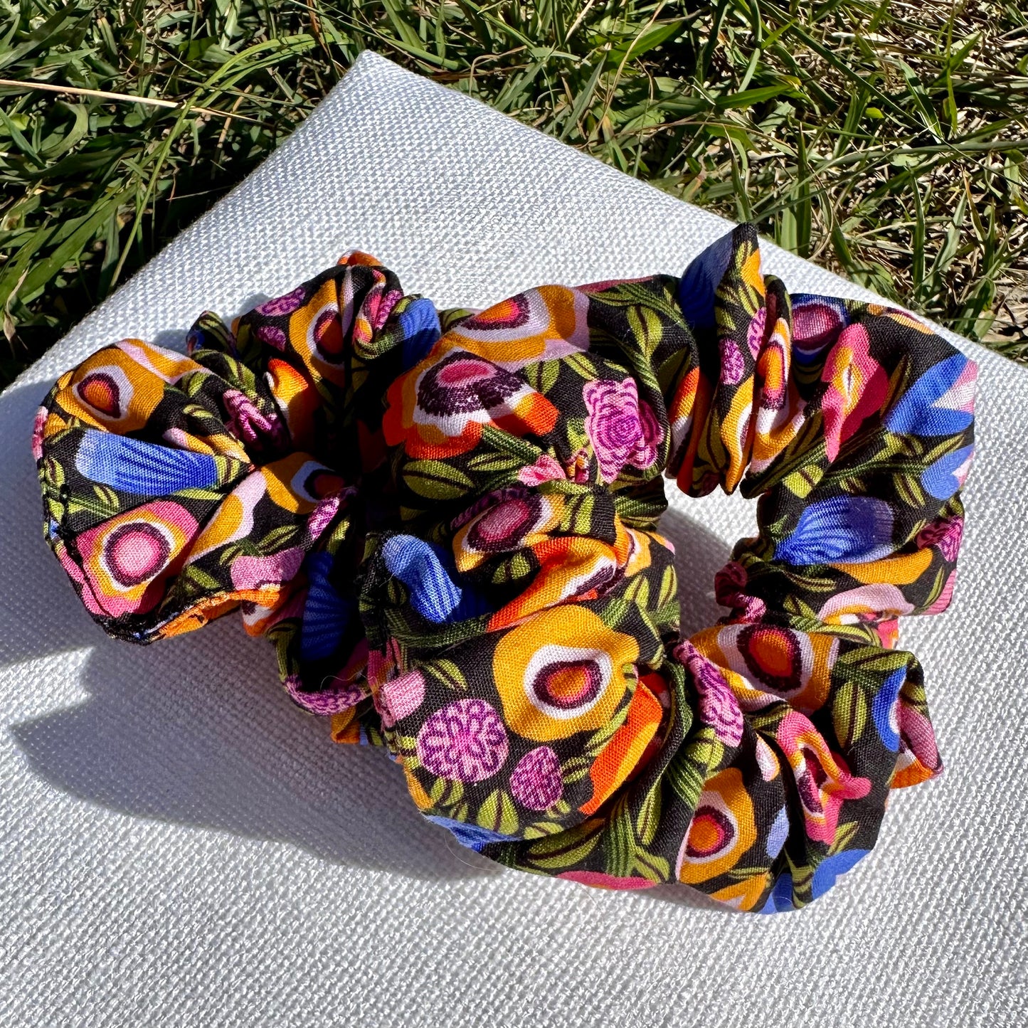 Black Floral Scrunchie